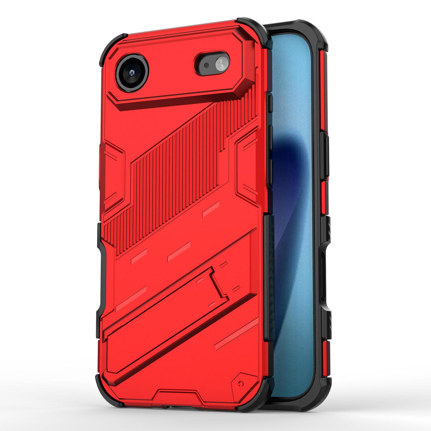 

For iPhone 17 Air Case PC+TPU Shockproof Phone Cover with Kickstand Red