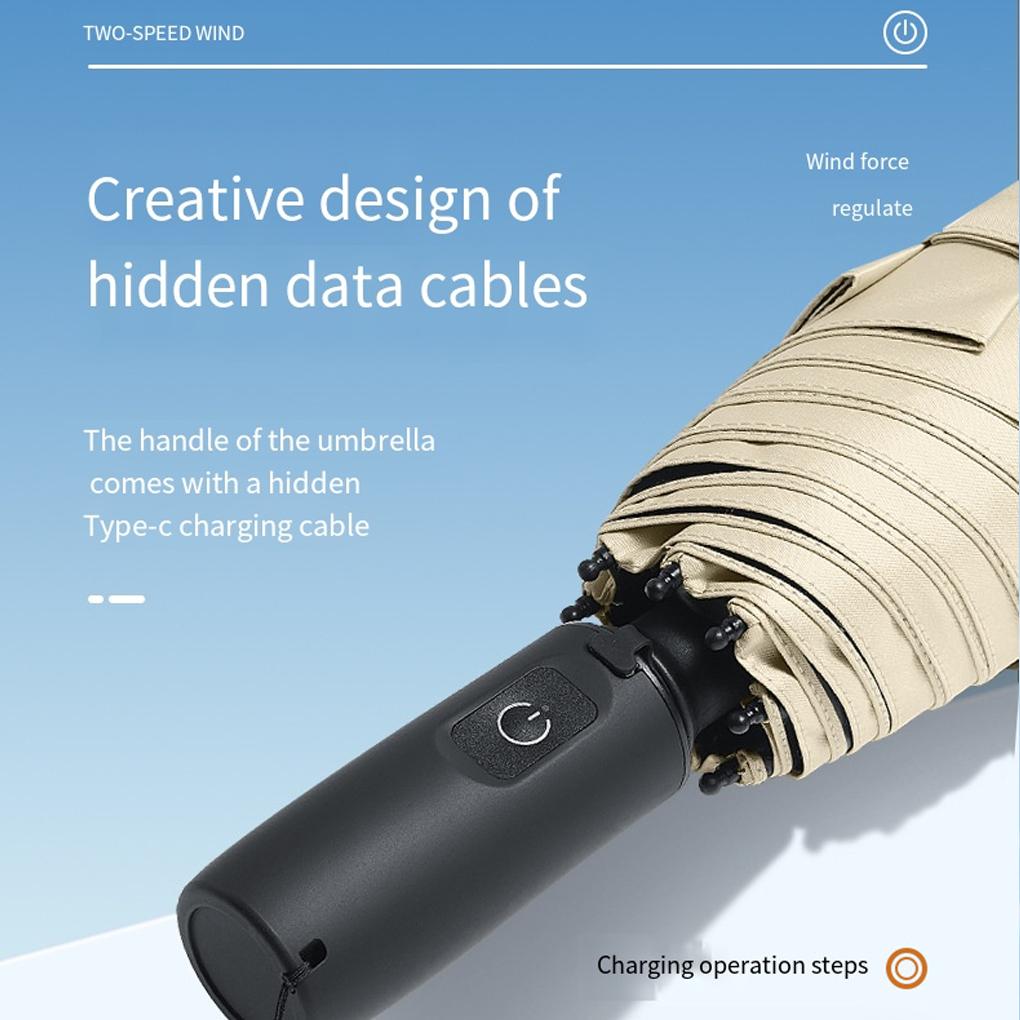 Strong Anti-ultraviolet Parasol with Electric Fan and Rainproof Function Dual-speed Wind Adjustment Outdoor Parasol