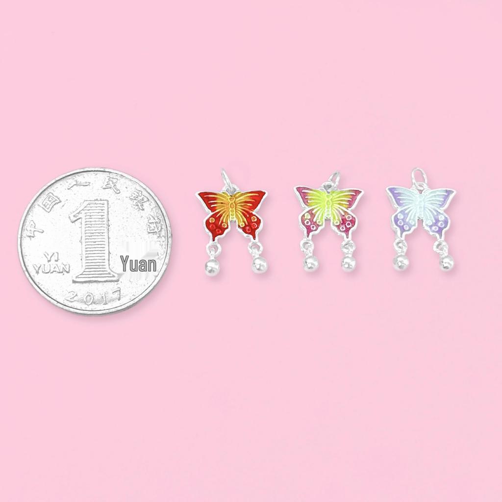 S999 Sterling Silver Gradient Butterfly Pendant Charm for DIY Bracelet & Necklace Jewelry Rope Accessories.