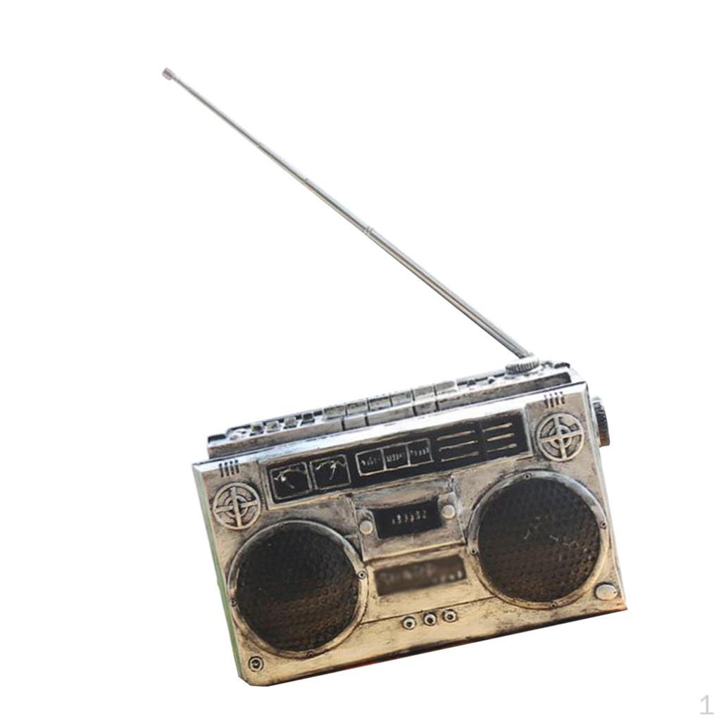 

Винтажная модель радиоприемника, орнамент в стиле ретро, ​​декоративные изделия из смолы, настольные украшения - серебро