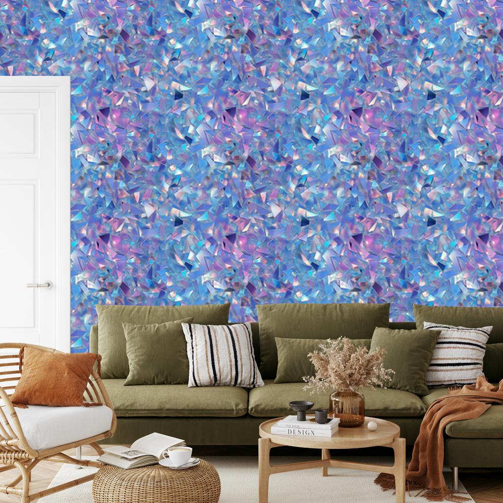 Iridescent Glitter Wallpaper In Blue and Purple for the Living Room and Bedroom 50x1000