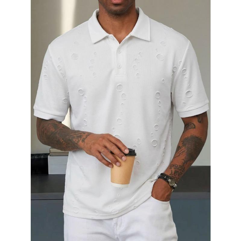 Mens Textured Short Sleeve Polo Shirt