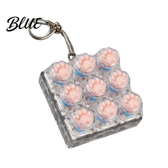 Mechanical Keyboard Toy Cat Paw Fidget 9-in-1 LED Light-up Keychain Decompression Handheld Device Button