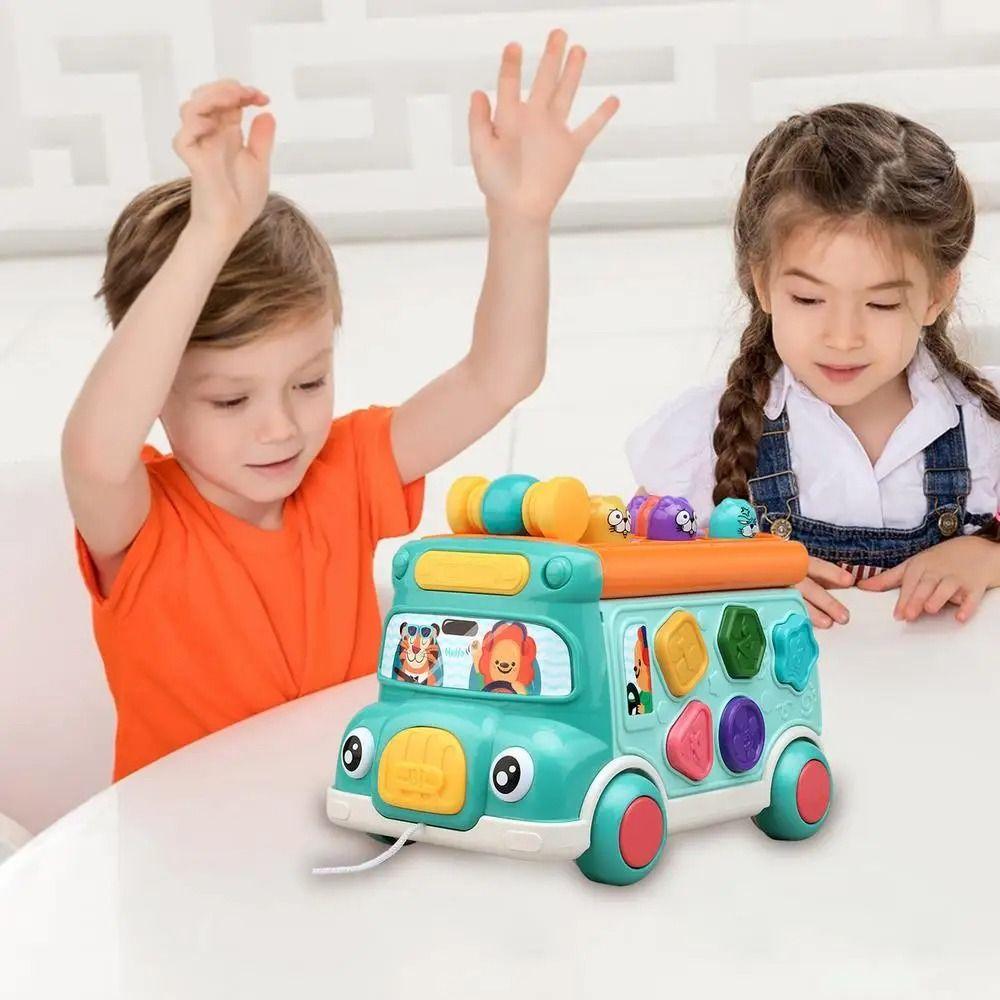 Plastic Music Activity Bus Baby Toy Montessori Whack-a-Mole Toys  Desktop Decor