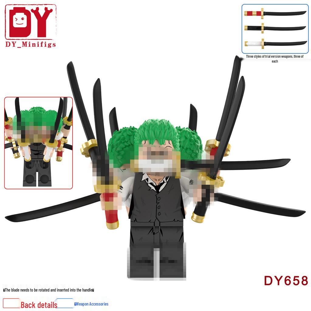 Аниме Серия One Piece: Зоро Стиль Девяти Мечей DY658-661 Фигурки из Строительных Блоков