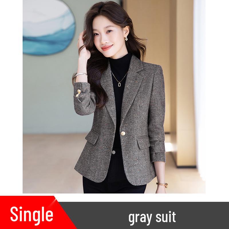 Женский короткий пиджак из мериносовой шерсти для миниатюрных - 2025 Осень/Зима Высококлассный блейзер L