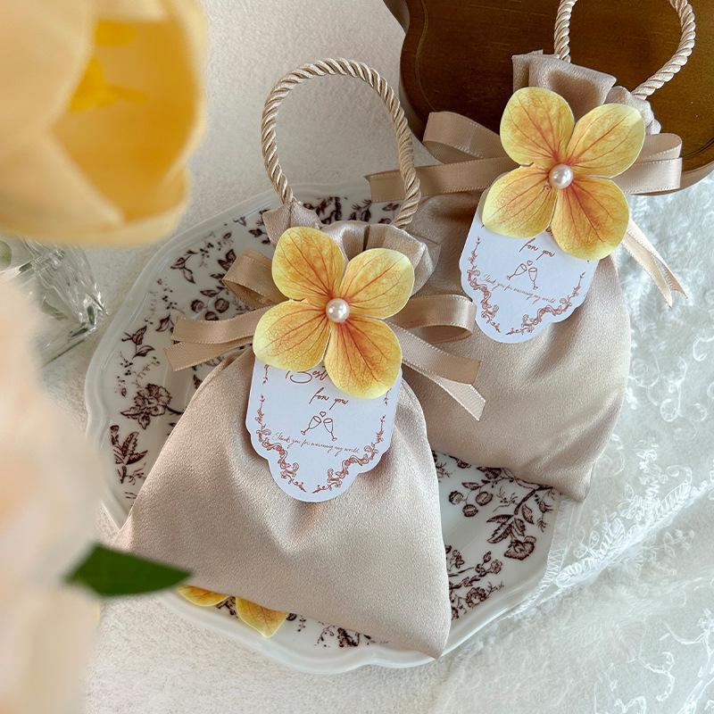 Elegant Satin Wedding Candy Bags and Boxes