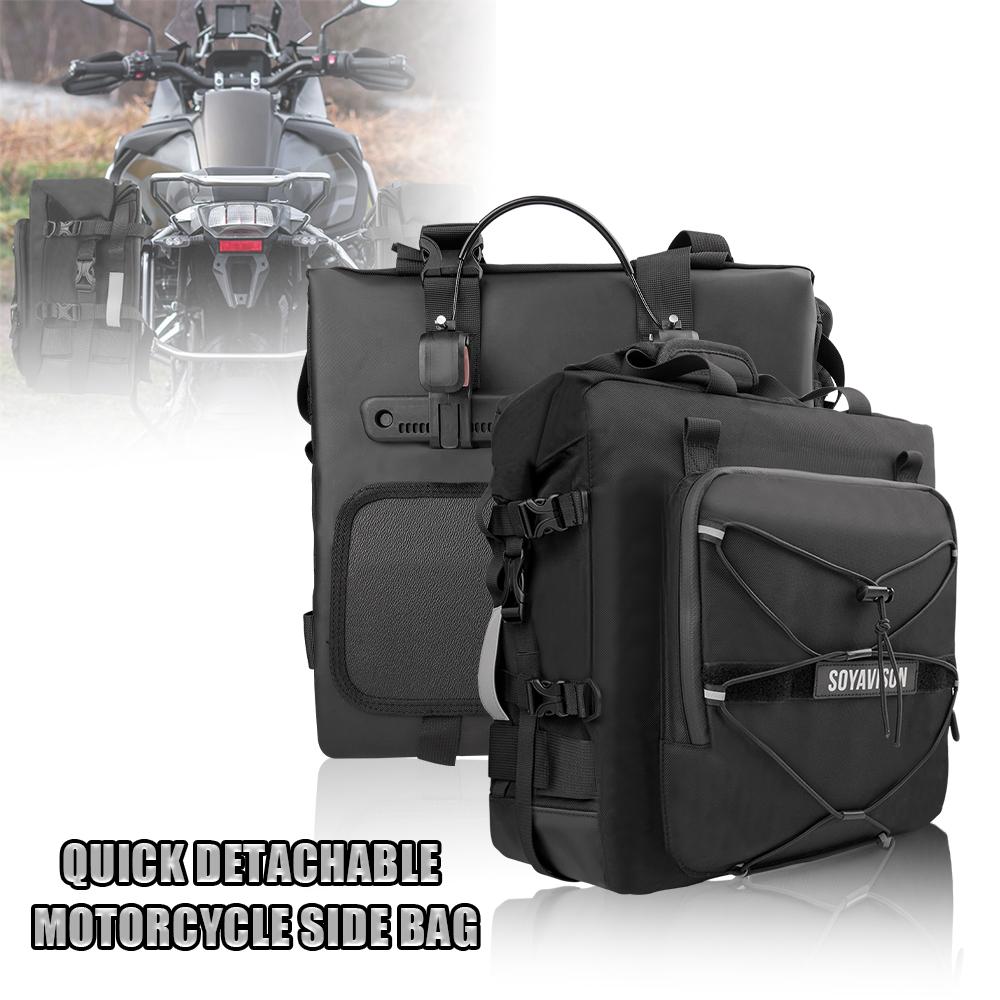 

Motorcycle Accessories Frame Crash Bars Bag SaddleBag 20L Universal Side Rear Seat Bag Pack Travel Motorbike Luggage Storage 1 PCS BLACK