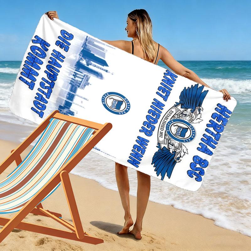 Hertha Spirit Print Beach Towel, Large Soft Quick Dry Towel for Beach Camping Swimming