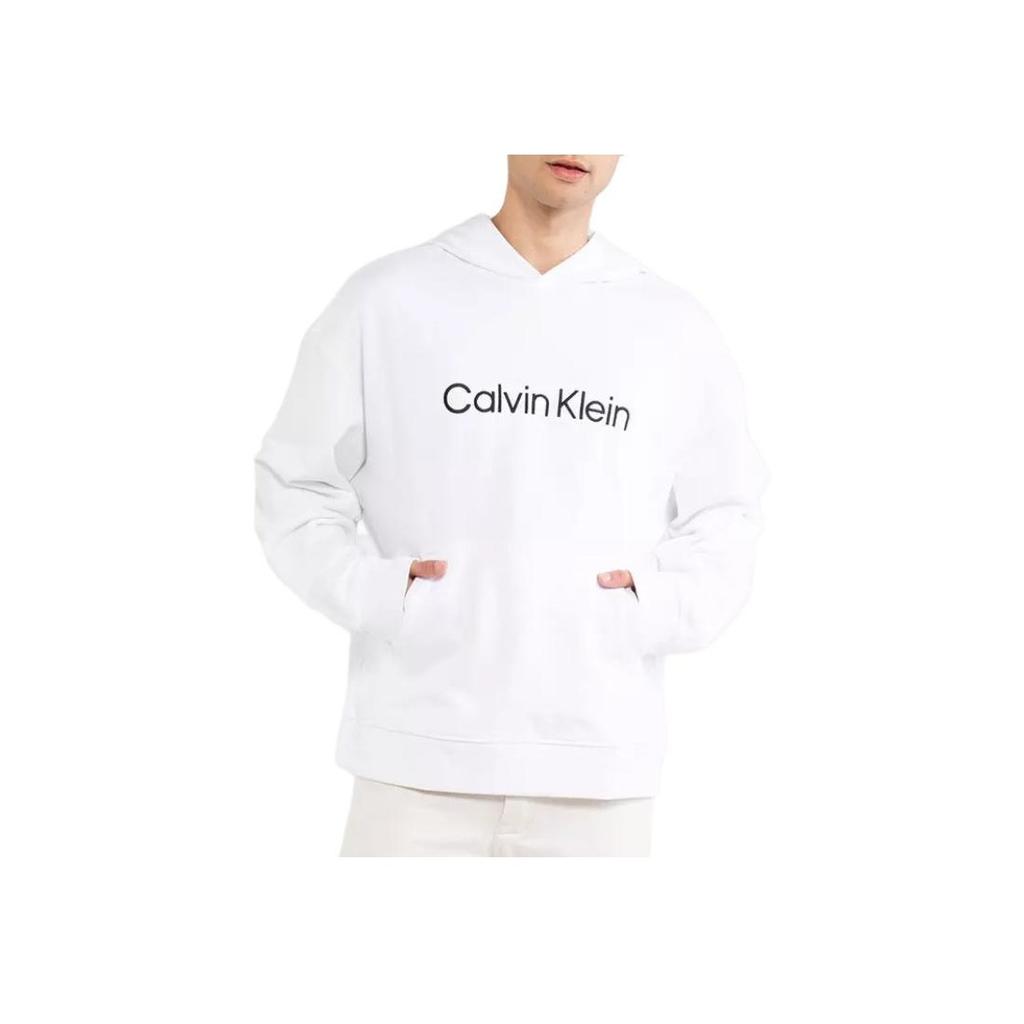 Calvin Klein Minimalist Logo Print Hoodie Men Tops Bright-White 40HM231-YAA