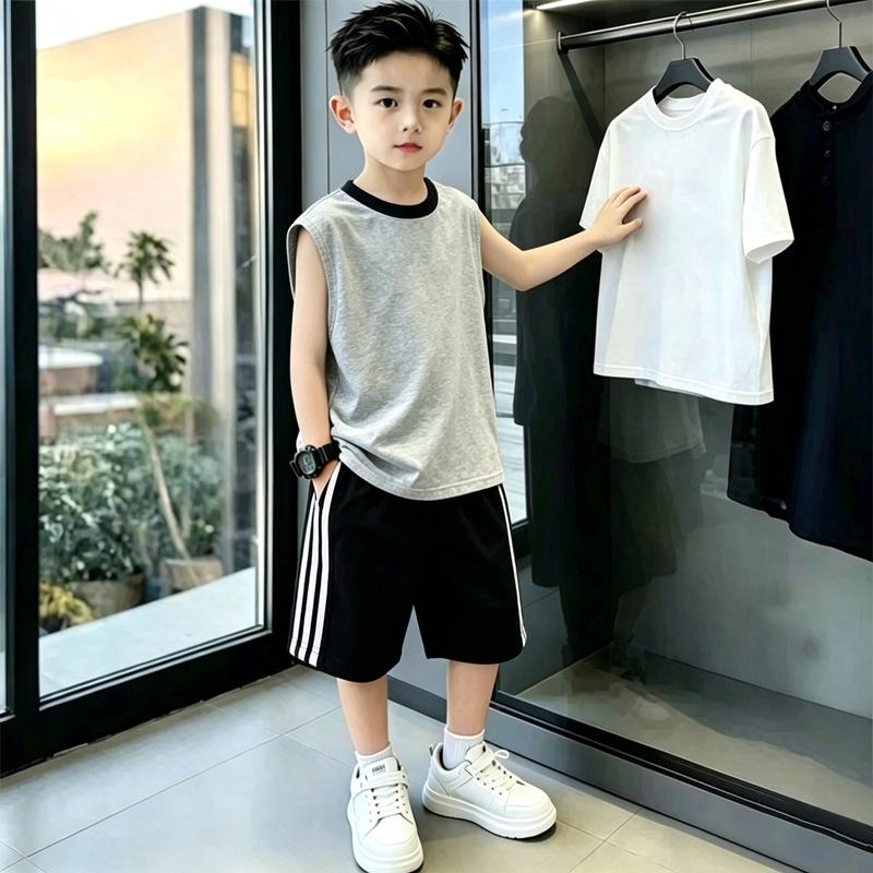 Boys' Color Block Vest & Striped Shorts Set - Summer 2026 Trend for Kids