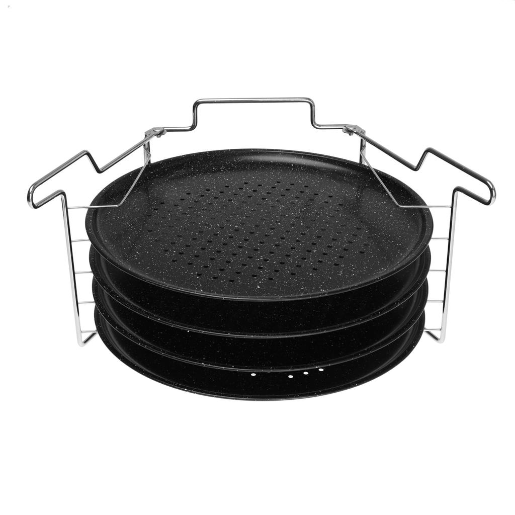 Zestaw 4 form do pizzy 32cm ze stelażem KINGHOFF KH-1553
