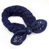 Fashion Flower Winter Warm Crochet Knit Hairband Rabbit Ears Headwrap Bow Knot Headband Turban