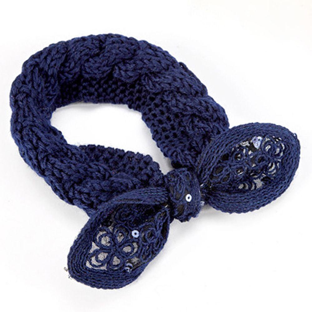 Fashion Flower Winter Warm Crochet Knit Hairband Rabbit Ears Headwrap Bow Knot Headband Turban