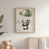 Poster Panda am Fallschirm - Endloser Himmel Poster Panda am Fallschirm - Endloser Himmel, 70X100 Cm, Holzrahmen Dunkelbraun, Mattes Papier 23