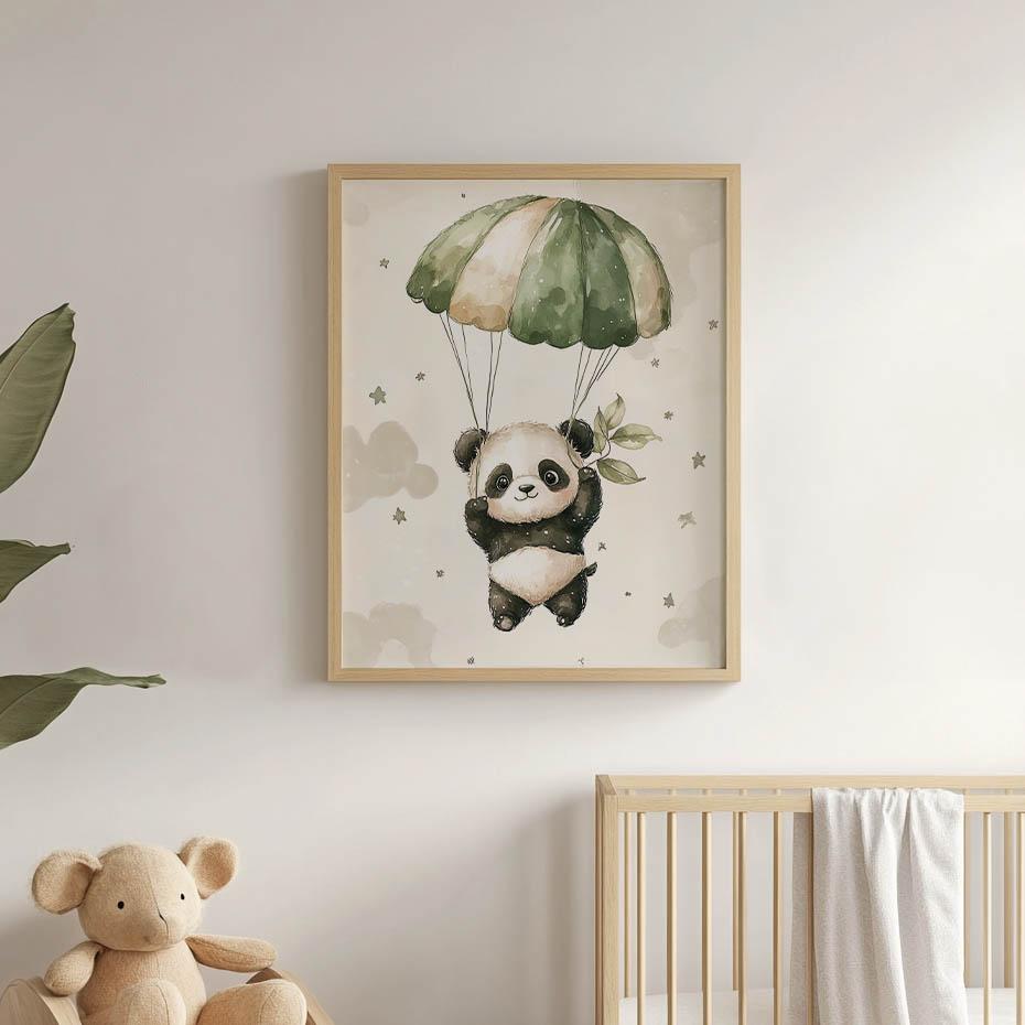 Plakat Panda Na Spadochronie - Bezkresne Niebo Plakat Panda Na Spadochronie - Bezkresne Niebo, 70X100 Cm, Rama Drewniana Ciemny Brąz, Papier Matowy 23
