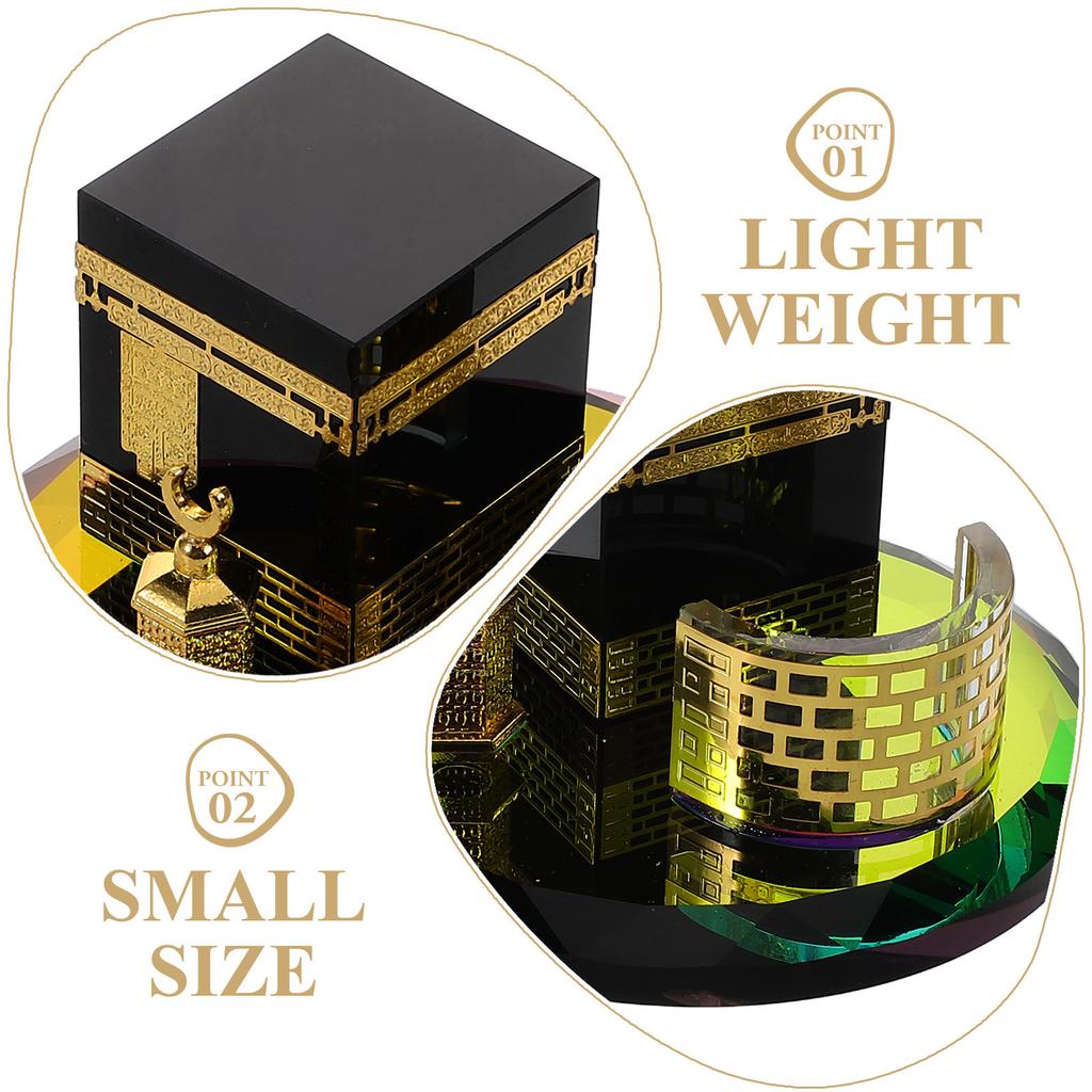 Mini Crystal Round Handicraft Islamic Architecture Home Decor Table Vehicle Souvenir Gift Crystal Model