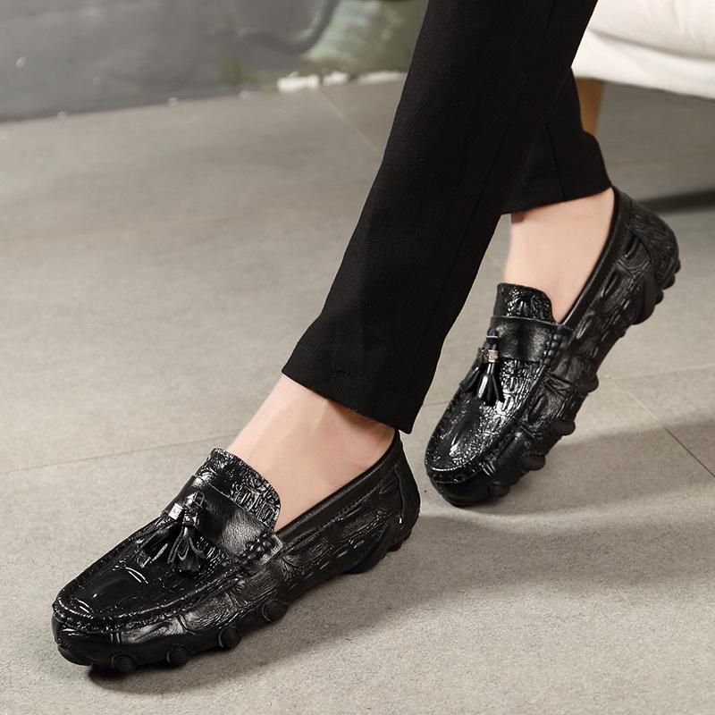 Spring, summer and autumn Doudou shoes large size octopus casual lazy shoes crocodile pattern leather shoes