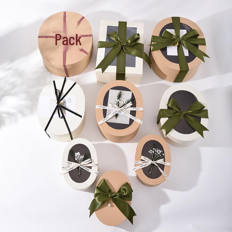 Teacher's Day Kraft Paper Gift Box: Transparent Oval Cookie & Candy Baking Packaging Box