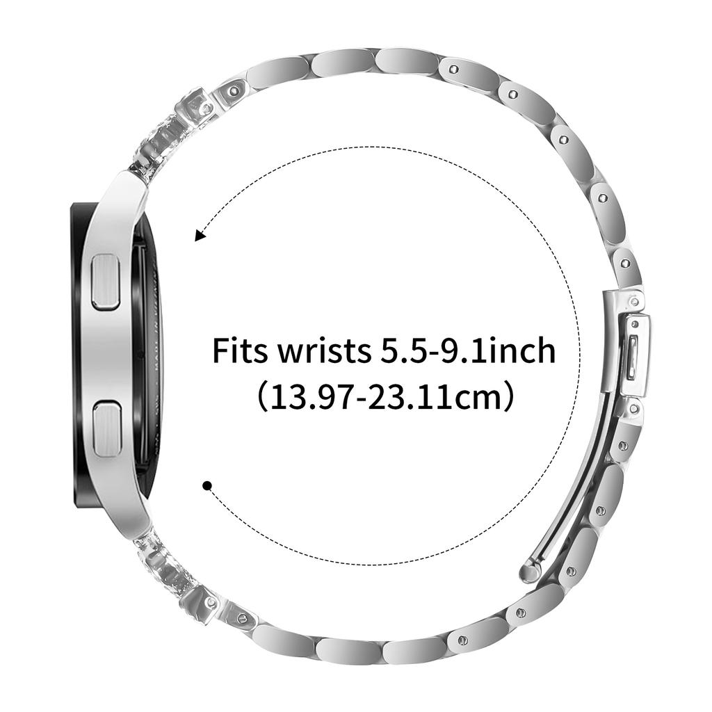 For Huami Amazfit GTS 2 Mini Stainless Steel Strap Crown Shape Rhinestone Decor Silver Watch Band