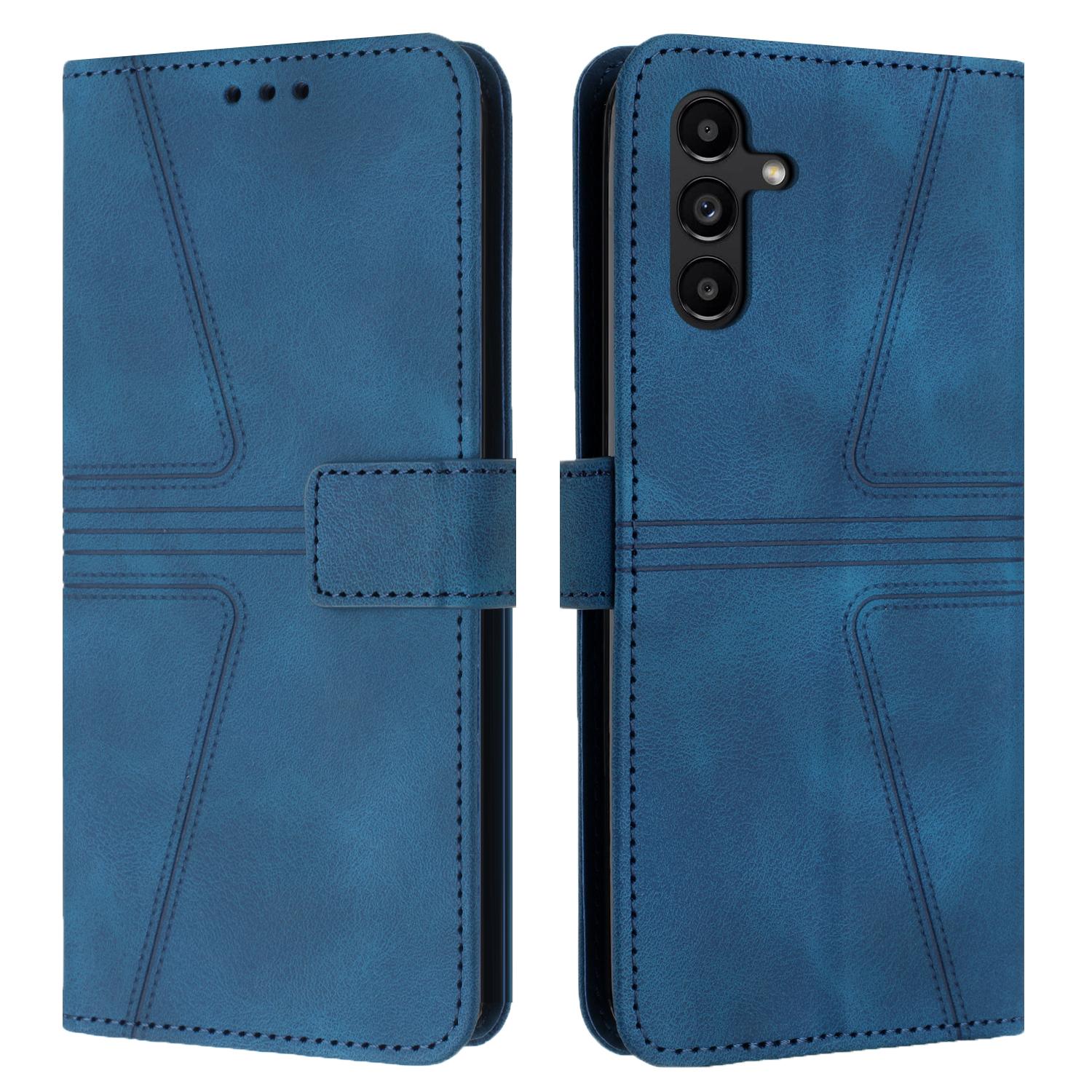 

For Samsung Galaxy S25 FE Case Triangle Imprinted Anti-Scratch Phone Wallet Cover Blue