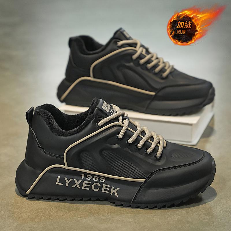 

Men s shoes winter 2025 new fleece thickened casual sports shoes heightened wear-resistant light luxury high-end dad trendy shoes 39