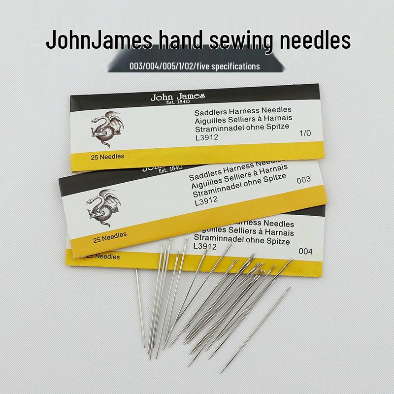 JohnJames Leather Round Head Hand Sewing Needles - Pack of 25 for Leather Stitching