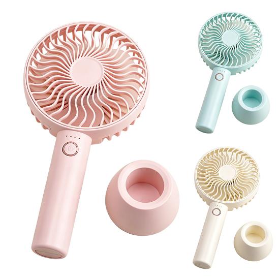 Portable Handheld Fan 4 Speed Wind Small Personal Fan with Detachable Base USB Rechargeable Desk Fan for Travel Beach Makeup Office