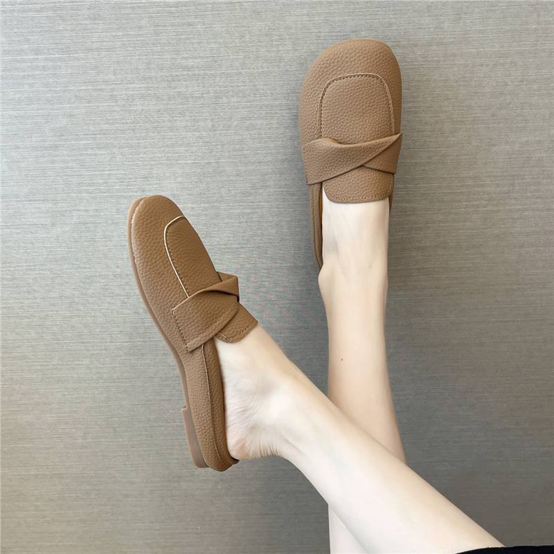 Tofflor dam nya Baotou Loafu halvtofflor sommaren 2025 dam mjuka sulor utan klackar mormorsskor svala tofflor dam