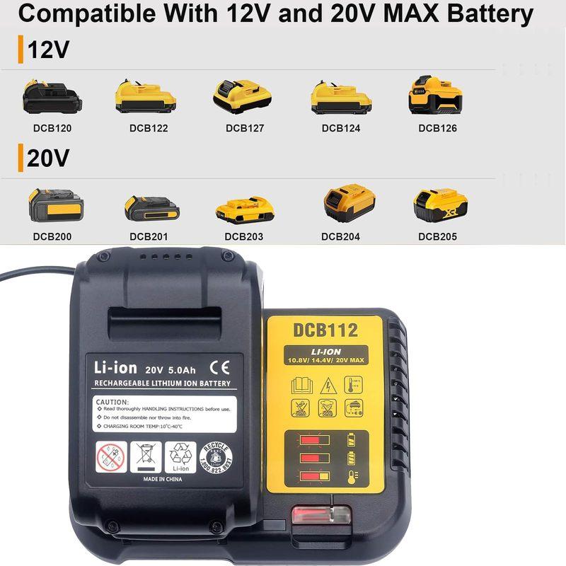 NEW Upgraded DCB112 Battery Charger For Dewalt 10.8V 12V 14.4V 18V 20V DCB206 DCB205 DCB204 DCB203 DCB120,DCB107 DCB115 DCB105
