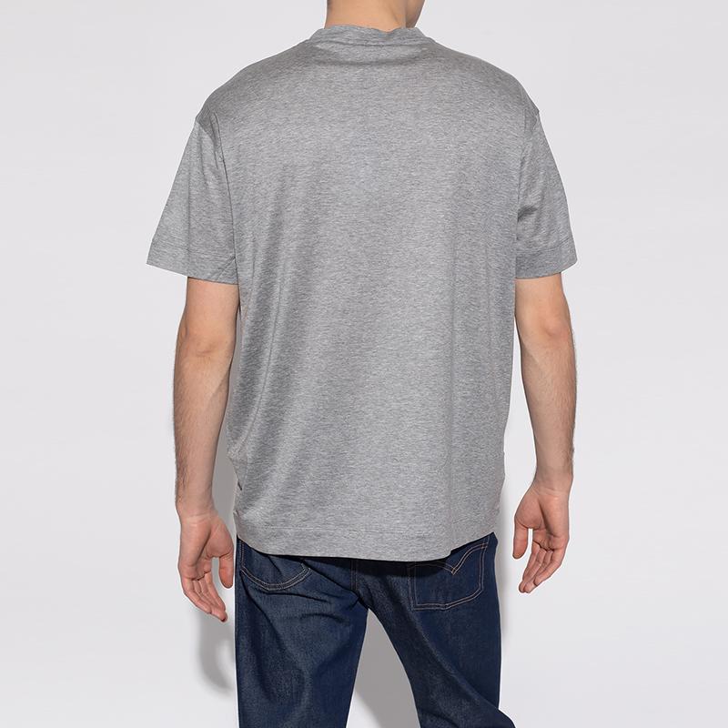 Emporio Armani Eagle Logo Lyocell Fiber Crew Neck Short Sleeve T-Shirt Men Tops Gray 3L1TCD-1JUVZ-0630