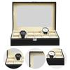 10/12 Slot Watch Display Box PU Leather Jewelry Display Case with Glass Top Jewelry Gift Boxes Case for Birthdays Christmas