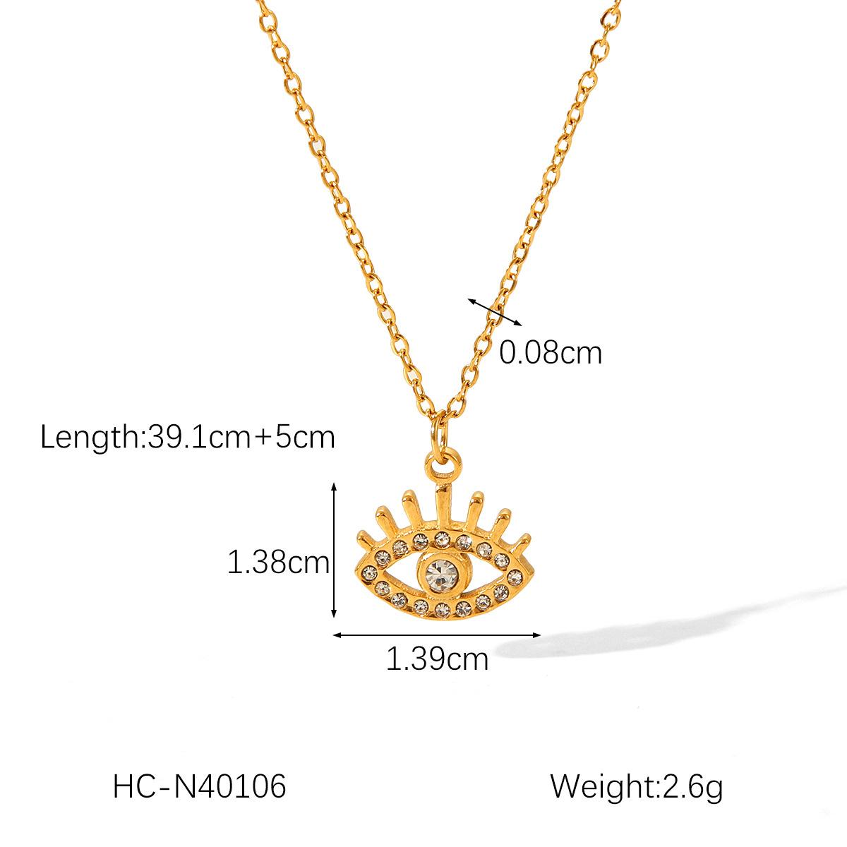 Titanium Steel Gold Plated Evil Eye Pendant Necklace Fashion Choker Jewelry with Diamond