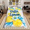 Homewish Tropical Fruit Duvet Cover Set Lemon Print Bedding Set Botanical Plant Leaf Quilt Cover Set Bedroom Decor