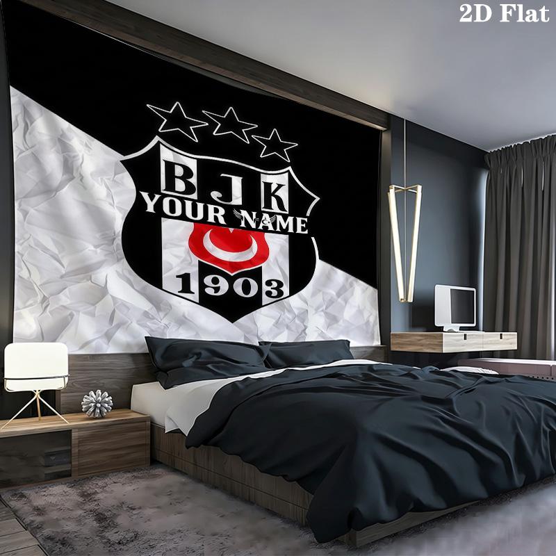 Beşiktaş Jimnastik Kulübü Özel İsimli Duvar Kilim Estetik Duvar Askısı Baskılı Kumaş Battaniye Yatak Odası Oturma Odası Ev Dekorasyonu İçin Dekoratif Kilimler