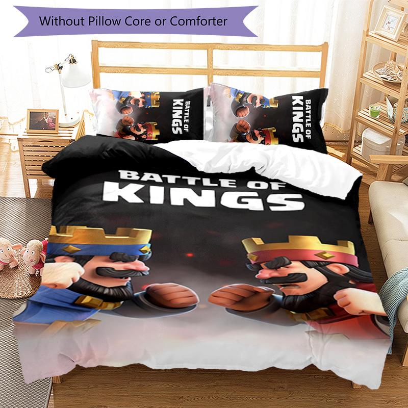 3pcs Clash Royale pattern bedding set duvet cover set includes duvet cover &pillowcases, perfect all season bedroom decoration & gift