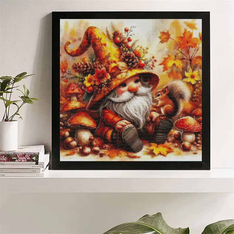 Full Drill Diamond Painting Kit Autumn Gnome Squirrel Mushroom DIY Creative Leisure Craft Canvas for Adults Home Decor Wall Art
