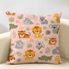 Cute Animal Portraits Cushion Cover Durable Hypoallergenic Organic Linen Pillow Cover Short Size Washable Skin-Friendly