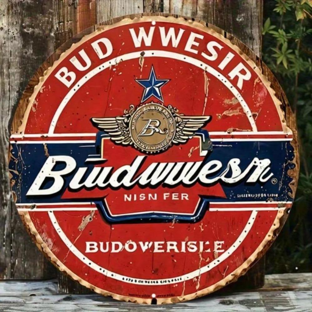 Vintage Floral Metal Tin Sign Round Wall Art Decor Home Cafe Bar Restaurant