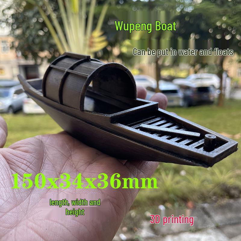 Floating Chinese Antique-Style Fishing Boat Model: Outdoor and Indoor Aquatic Landscape Decor