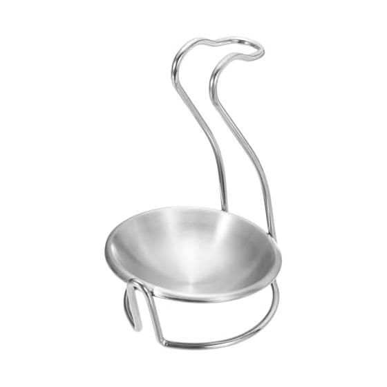 uxcell Spoon Rest Holder, Stainless Steel Upright Ladle Rack Set with Round Stainless Steel Bowl for Home Kitchen Countertop, Portable Upright Spoon