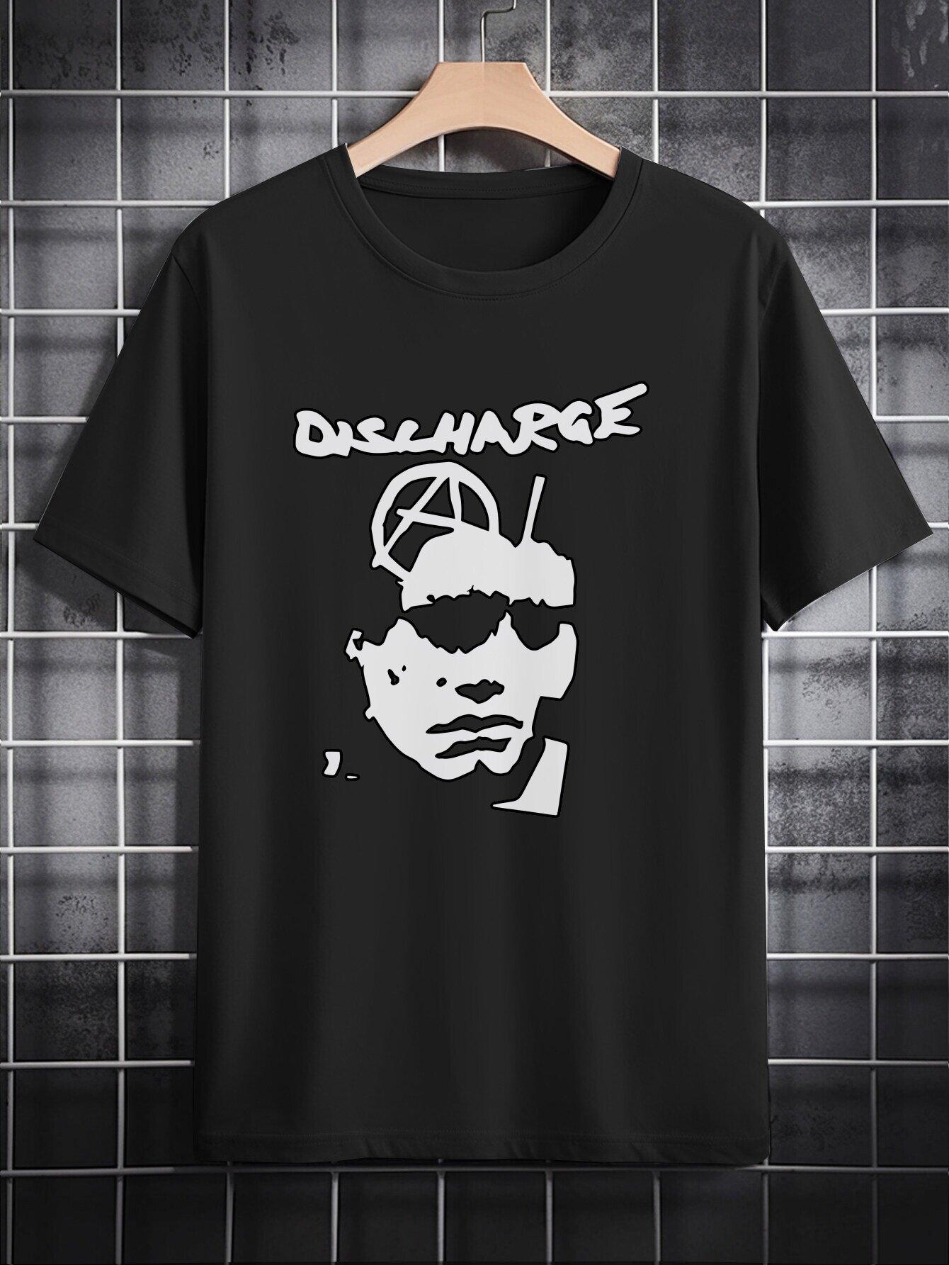 

Casual Short Sleeve T-shirt with Bold 3D DISCHARGE Graphic Print - Black Round Neck Summer Top S