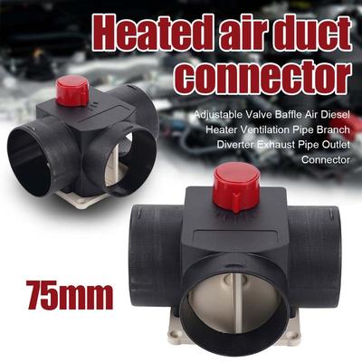 75MM Adjustable Valve Baffle Air Diesel Heater Ventilation Pipe, Branch Exhaust Pipe, Suitable for Automobile Heater Accessories