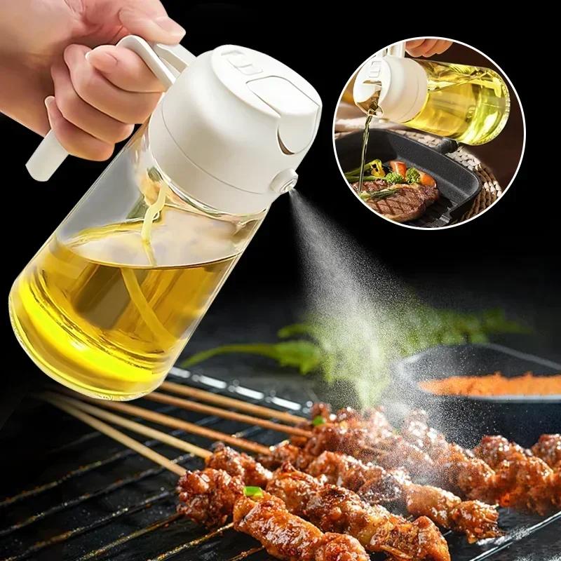 2 In 1 Glass Oil Spray Bottle with Pour Spout - Dual - Purpose for Olive Oil, Soy Sauce - Camping, Bbq, Baking Picnic Tool Amagi