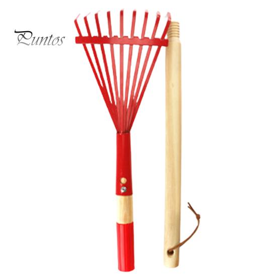 Kids Rake with Hardwood Handle Vibrant Color Head Lightweight Child Size Garden Lawn Rake for Leaves Children Garden Tool Gift