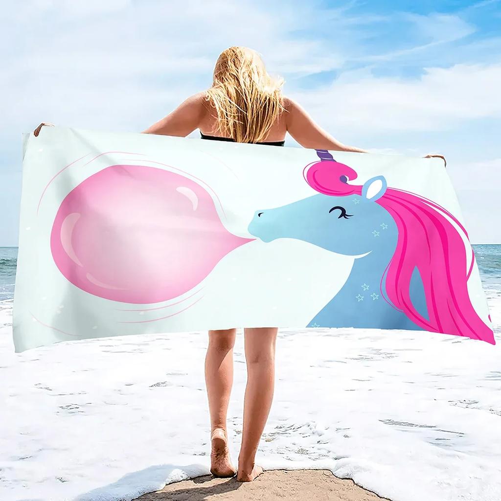 Unicorn Microfiber Beach Towel,Summer Rainbow Quick Dry Beach Blanket Oversized Cute Sand Proof Bath Towels for Girls Travel