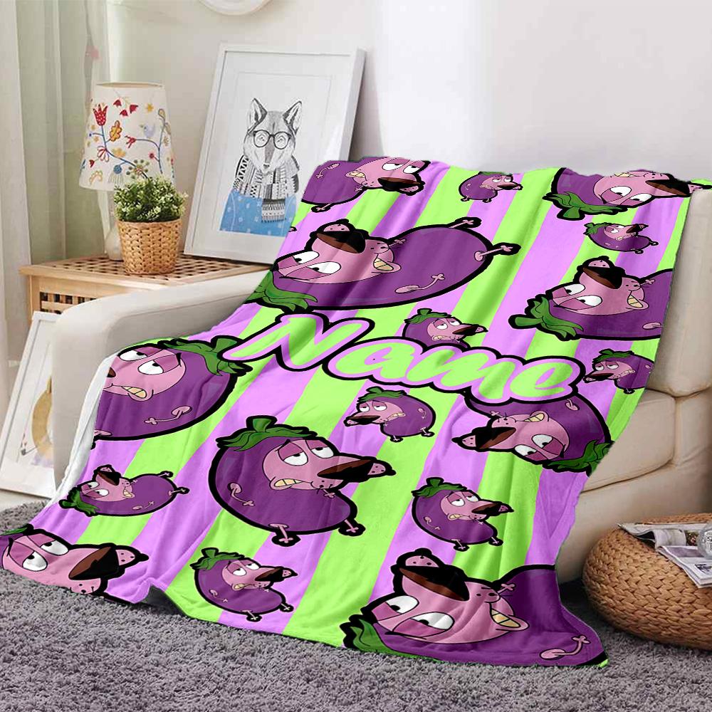 Customiz Name Personality Courage the Cowardly Dog Blanket Soft &Warm Sofa Office Bed Travel Lunch Break Blanket, Gift Suitable All Seasons