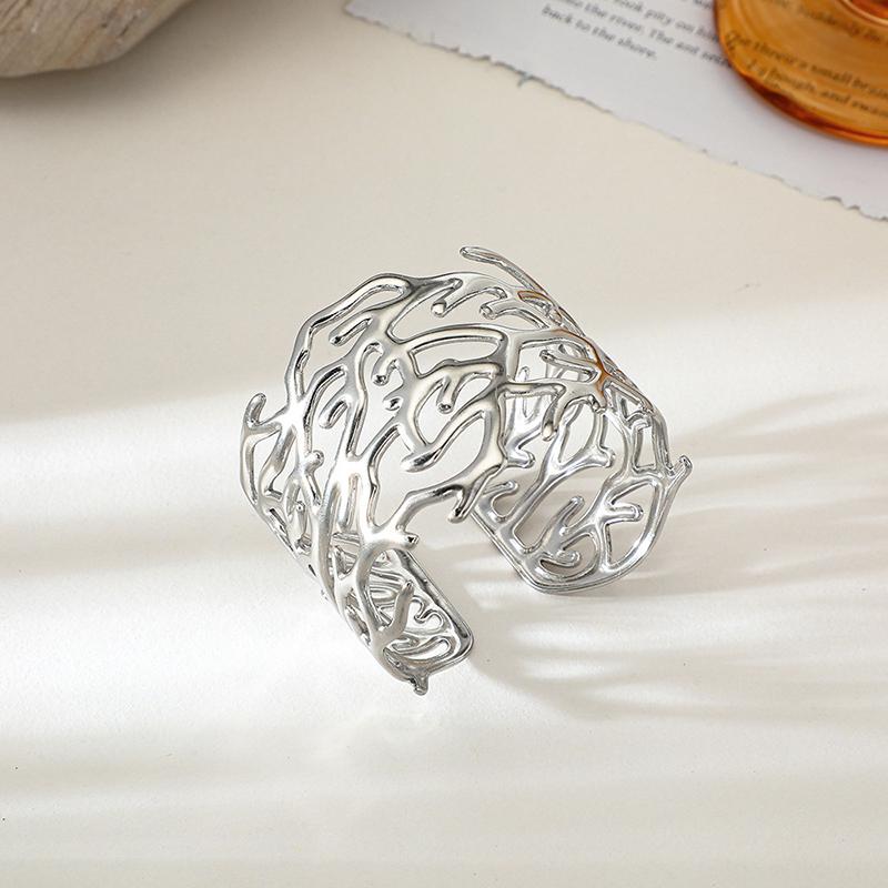 

Trendy Stainless Steel Tree Branch Geometric Wide Open Bracelet Bangle Women Gold Copper Color Big Personality Punk Cuff Zircon медный