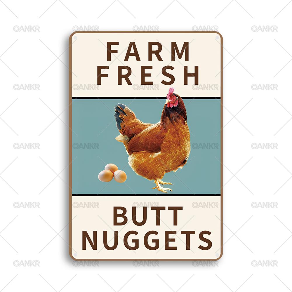 

Vintage Metal Tin Sign Ideal Gift Farm Fresh Butt Nuggets Metal Signs for Man Cave Farm Bar Garden Home Wall Decor Plaque 20x30cm（7.8x11.8inch）