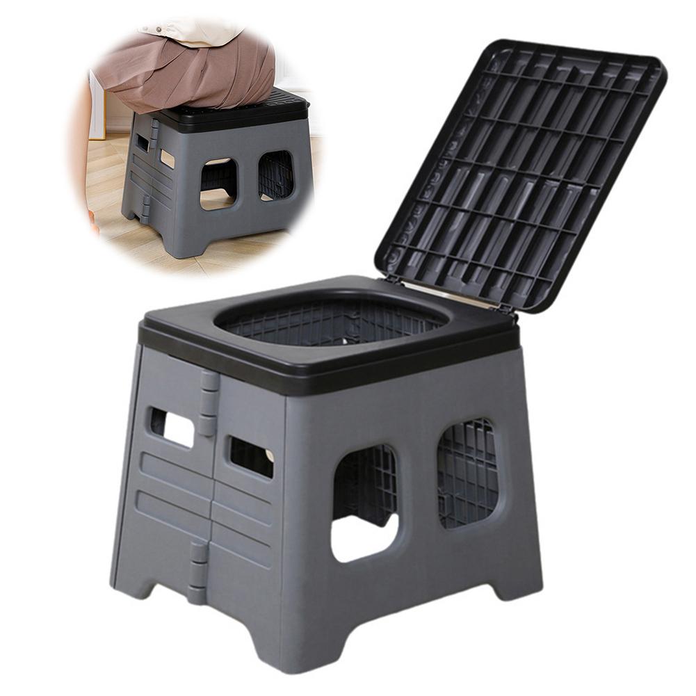 Portable Folding Toilet with Lid Travel Portable Potty Multifunctional Foldable Outdoor Camp Toilet for Emergencies